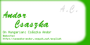 andor csaszka business card